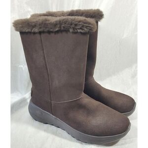 Sketchers Women's Leather Air cooled Goga Mat Faux Fur Lined Boots - Brown - 6.5